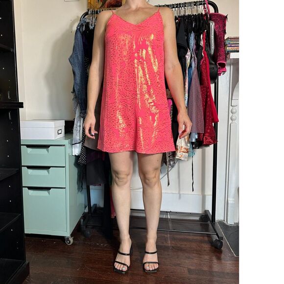 LILLY PULITZER Lela Silk Dress Coral Reef Pineapple Clip Chiffon Size Small - Picture 2 of 5